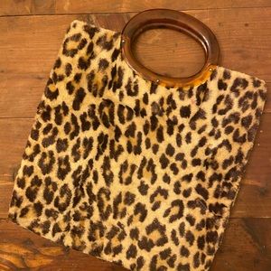Vintage Plastic Vinyl Leopard Handbag